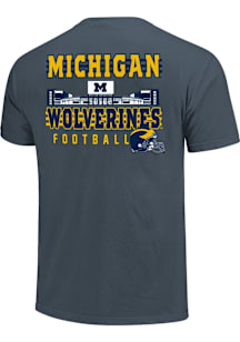 Michigan Wolverines Navy Blue Football Stadium Stripes Short Sleeve T Shirt