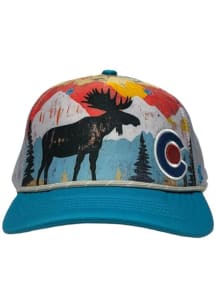 Colorado Printed Moose Foam Rope X08 Canvas Adjustable Hat - Blue
