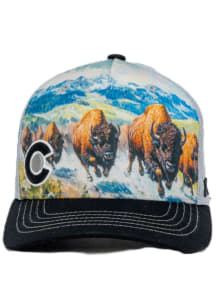 Colorado Printed Buffalo Herd X08 Canvas Adjustable Hat - Black