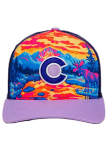 Colorado Neon Moose Landscape X08 Canvas Adjustable Hat - Purple
