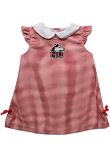 Vive La Fete Northern Illinois Huskies Toddler Girls Red Gingham Short Sleeve Dress