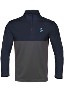 Levelwear Seattle Kraken Mens Navy Blue Pursue Embroidered 3D Patch Short Sleeve Qtr Zip