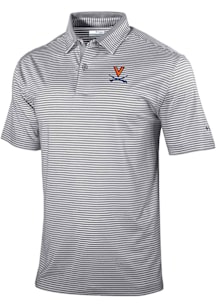 Columbia Virginia Cavaliers Mens Grey Heat Seal Golden Hills Short Sleeve Polo