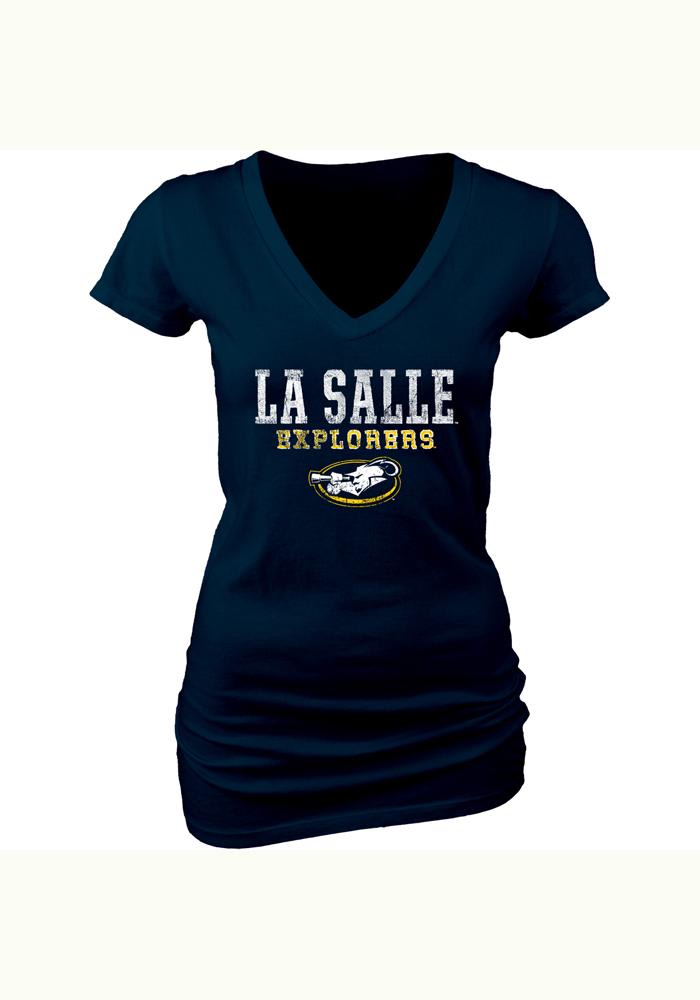 La Salle Explorers Juniors Navy Blue Dyed V-Neck T-Shirt
