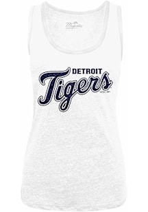 Detroit Tigers Womens White Triblend Contrast Tank Top