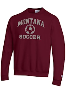 Champion Montana Grizzlies Mens Maroon Soccer Powerblend Long Sleeve Crew Sweatshirt