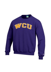 Champion West Chester Golden Rams Mens Purple Twill Long Sleeve Crew Sweatshirt