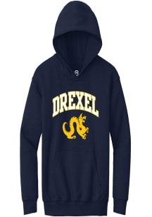 Youth Drexel Dragons Navy Blue Summit Sportswear Arch Logo Long Sleeve Hooded Sweatshirt