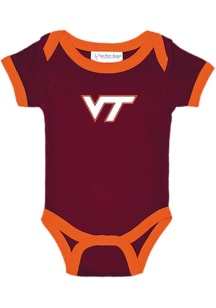 Virginia Tech Hokies Baby Maroon Ringer Short Sleeve One Piece