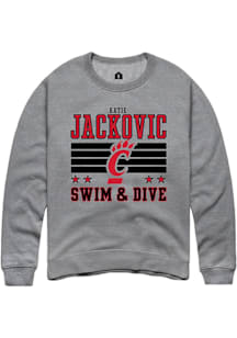 Katie Jackovic Cincinnati Bearcats Mens Grey NIL Striped Player Crew