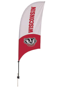 White Wisconsin Badgers 7.5 Foot Spike Base Tall Team Flag