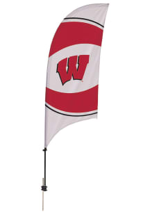 White Wisconsin Badgers 7.5 Foot Spike Base Tall Team Flag