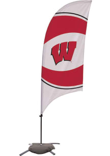 White Wisconsin Badgers 7.5 Foot Cross Base Tall Team Flag