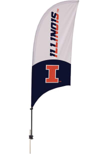 White Illinois Fighting Illini 7.5 Foot Spike Base Tall Team Flag
