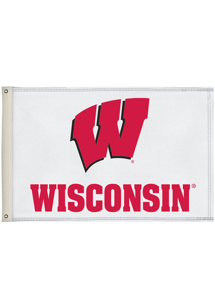 Wisconsin Badgers 2x3 White Silk Screen Grommet Flag