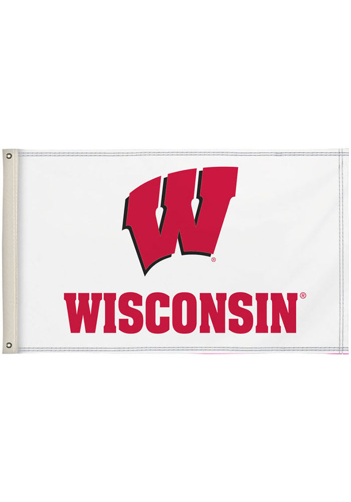 Wisconsin Badgers 3x5 White Silk Screen Grommet Flag