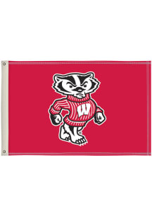 Red Wisconsin Badgers 2x3 Silk Screen Grommet Flag