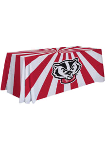 White Wisconsin Badgers 6 Ft Fabric Tablecloth