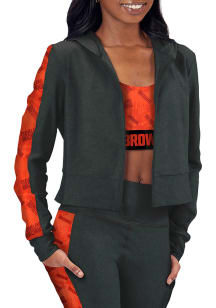 Cleveland Browns Womens Grey Zip up hoodie Long Sleeve Full Zip Jacket