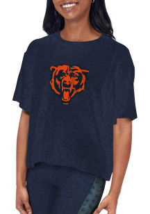 Chicago Bears Womens Navy Blue Cropped Short Sleeve T-Shirt