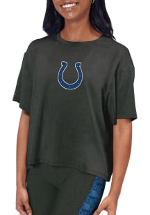 Indianapolis Colts Womens Grey Cropped Short Sleeve T-Shirt