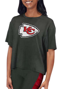 Kansas City Chiefs Womens Black Cropped Short Sleeve T-Shirt