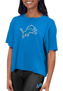 Detroit Lions Womens Blue Format Short Sleeve T-Shirt