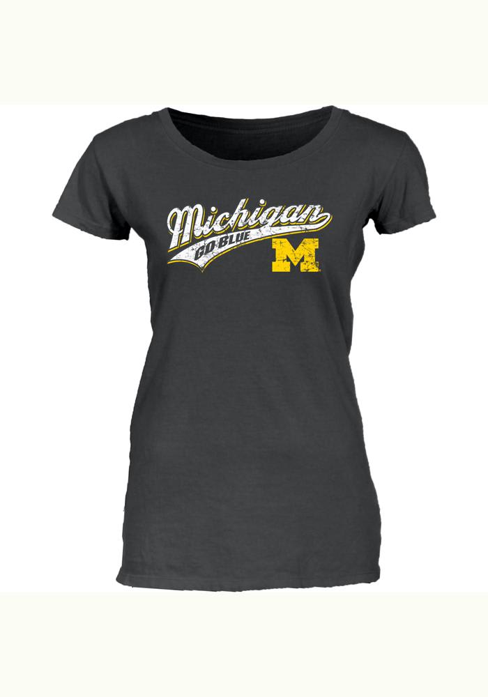 Michigan Wolverines Juniors Grey Pennant Scoop T-Shirt