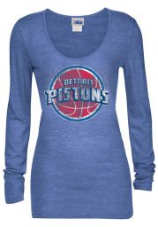 Detroit Pistons Womens Blue Tri-Blend Scoop Long Sleeve Women's Scoop
