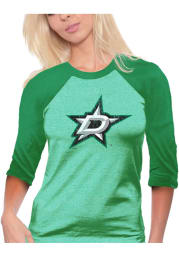 Dallas Stars Womens Green Triblen Raglan Long Sleeve Crew T-Shirt
