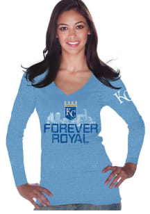 Kansas City Royals Womens Blue Forever Crown Long Sleeve T-Shirt