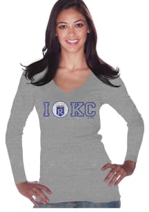 Kansas City Royals Womens Grey I Love Long Sleeve T-Shirt