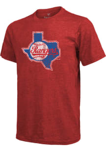 Texas Rangers Red Retro State Outline Short Sleeve Fashion T Shirt