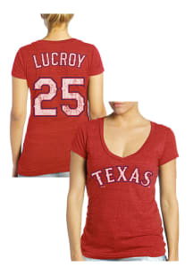 Jonathan Lucroy Texas Rangers Womens Red Tri-blend Player T-Shirt