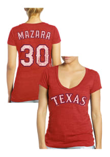 Nomar Mazara Texas Rangers Womens Red Tri-blend Player T-Shirt