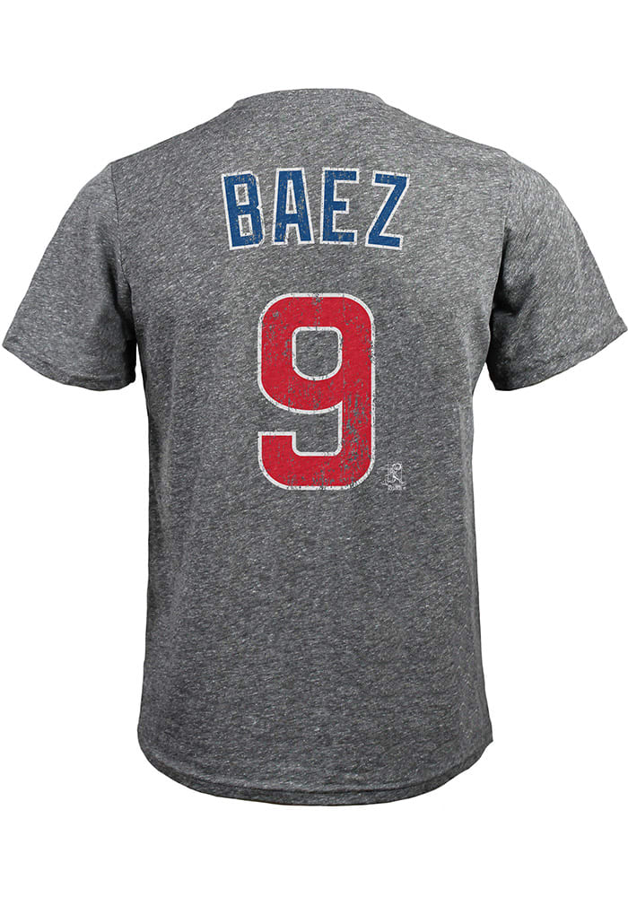Javier Baez Chicago Cubs Grey Name and Number Short Sleeve Fashion Player T Shirt