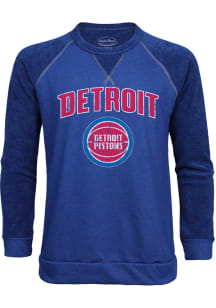 Detroit Pistons Mens Blue Wordmark over Primary Long Sleeve Fashion Sweatshirt