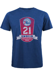 Joel Embiid Philadelphia 76ers Blue Plaque Short Sleeve Fashion Player T Shirt