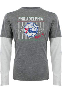 Philadelphia 76ers Grey Streak Long Sleeve Fashion T Shirt
