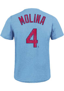 Yadier Molina St Louis Cardinals Light Blue Name And Number Short Sleeve Fashion Player T Shirt