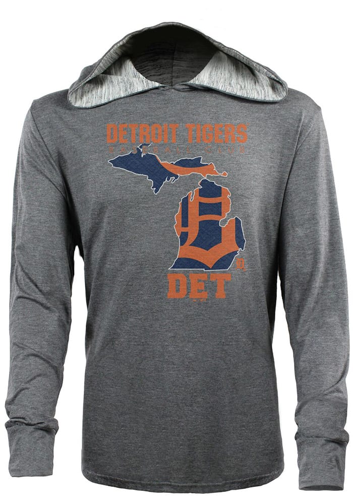 Detroit Tigers Mens Charcoal State Sport Fashion Hood