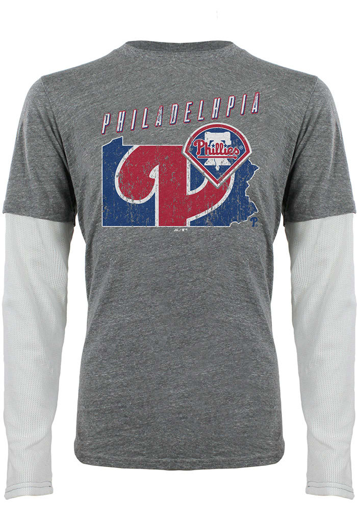 Philadelphia Phillies Grey State of Mind Long Sleeve Fashion T Shirt