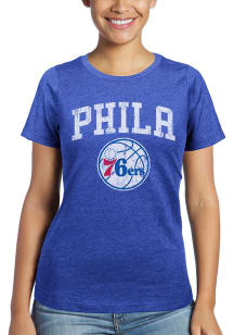 Philadelphia 76ers Womens Blue Skyline Short Sleeve T-Shirt