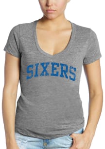 Philadelphia 76ers Womens Grey Triblend Short Sleeve T-Shirt