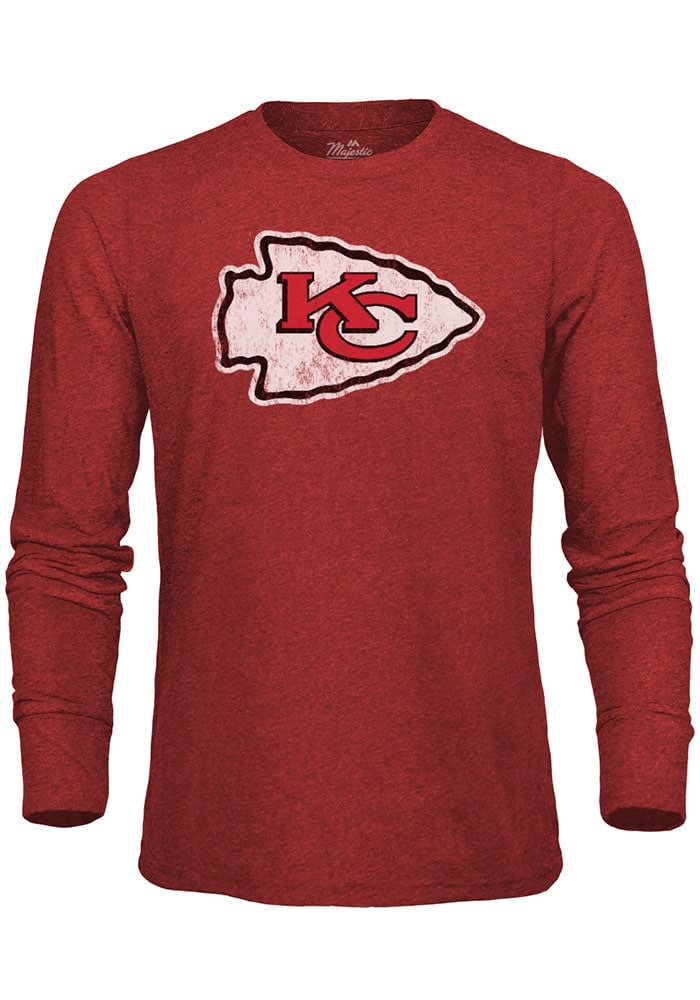 Kansas City Chiefs Majestic Threads Lockup Tri-Blend Long Sleeve T-Shirt - Red Size: Small