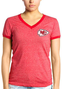 Kansas City Chiefs Womens Red Triblend Ringer V Short Sleeve T-Shirt