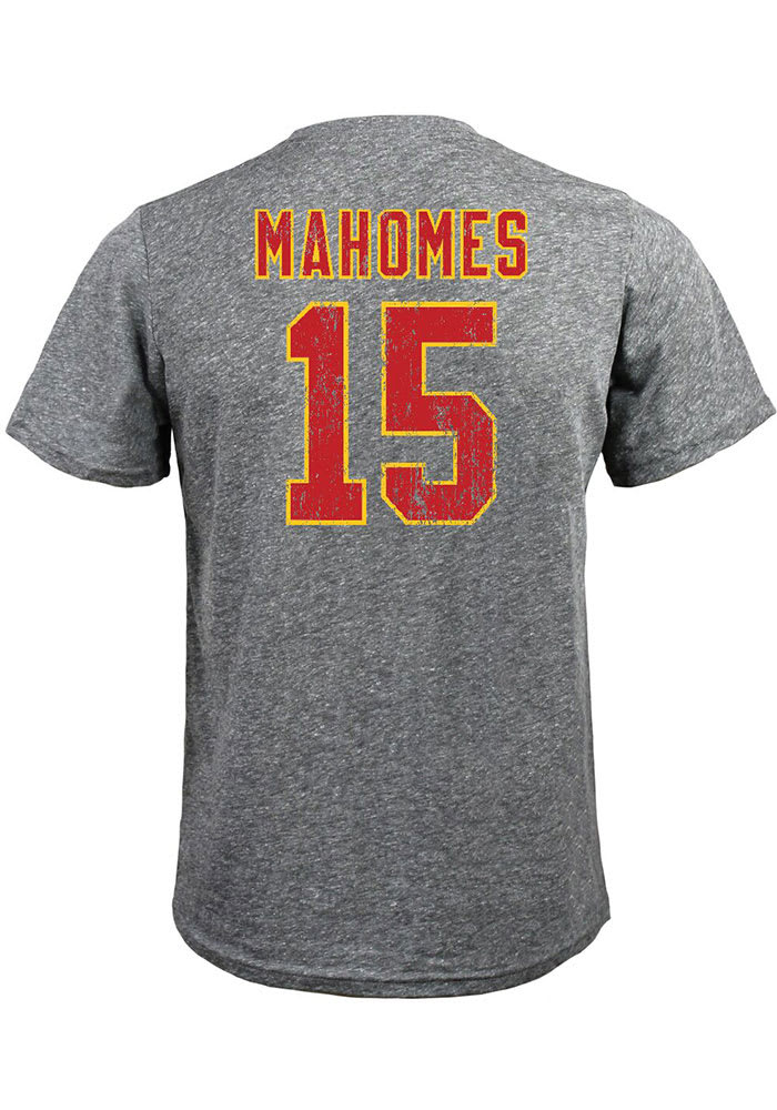 Patrick Mahomes Kansas City Chiefs Grey Name and Number Short Sleeve Fashion Player T Shirt