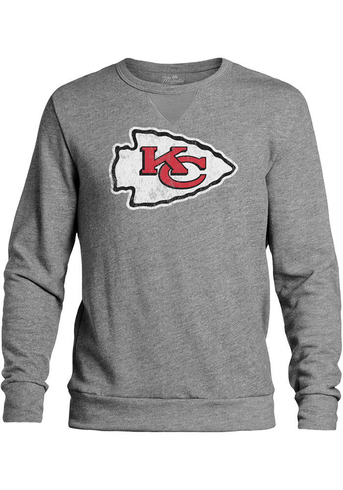 Kansas City Chiefs Mens Grey Primary Logo Long Sleeve Fashion Sweatshirt