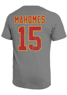 Patrick Mahomes Kansas City Chiefs Grey Primary Name And Number Short Sleeve Fashion Player T Sh..