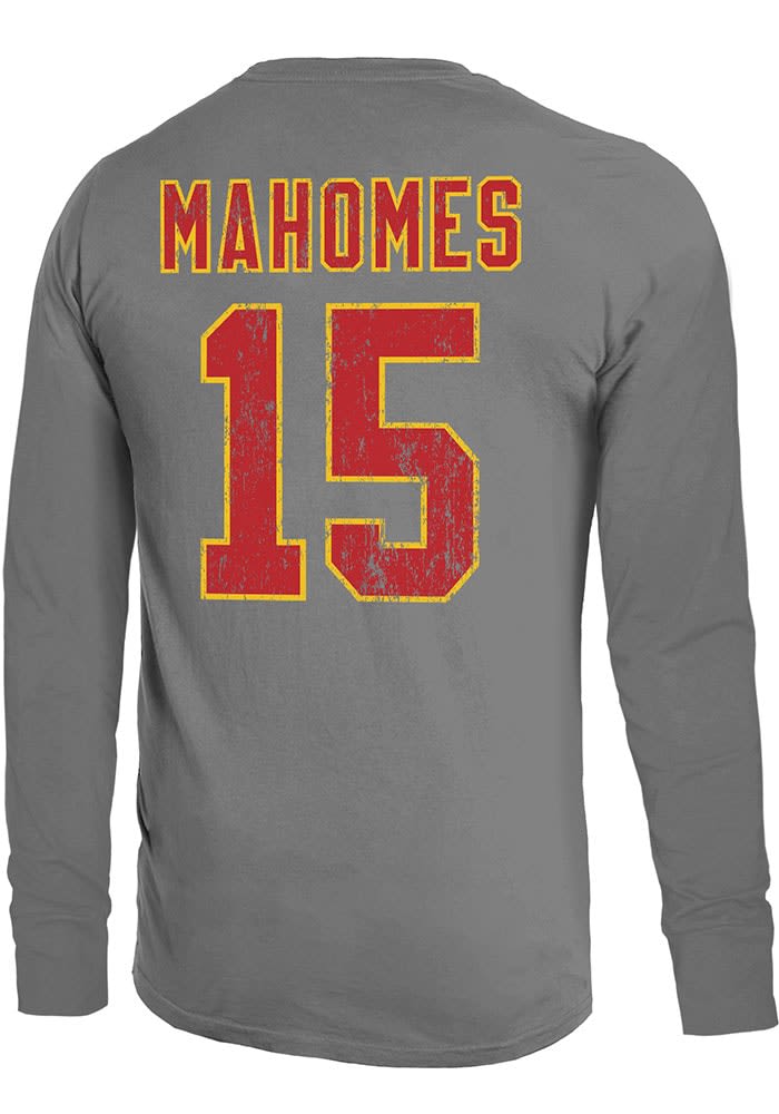 Patrick Mahomes Kansas City Chiefs Grey Authentic Stack Short Sleeve Player  T Shirt